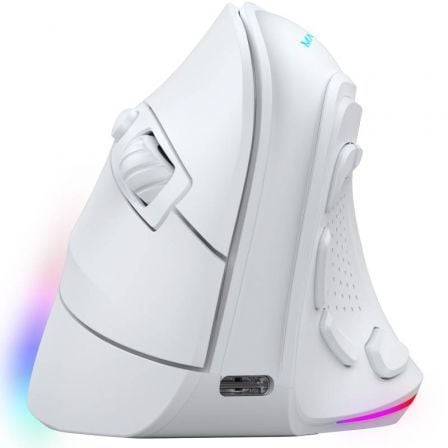 Ratón Gaming Vertical Inalámbrico Mars Gaming MM-SK/ Hasta 8400 DPI/ Blanco