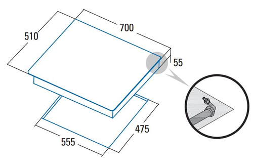 ENCIMERA CRISTAL GAS CATA L7005CI 70 CM 5 FUEGOS HIERRO FUNDIDO 08046410
