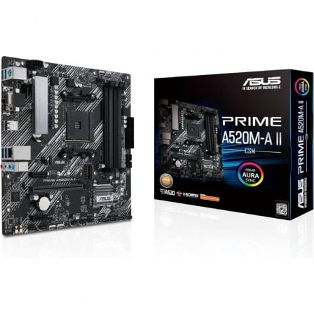 Placa Base Asus Prime A520M-A II/CSM Socket AM4/ DDR4/ PCIe 3.0/ Micro ATX