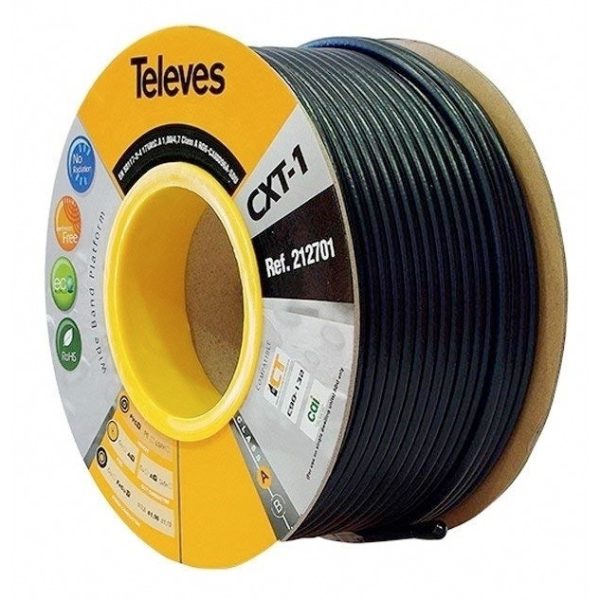 ROLLO CABLE TELEVES (100 M) 212701 NEGRO
