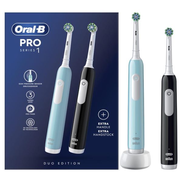 PACK DUO CEPILLO DENTAL BRAUN PRO 1 NEGRO + AZUL