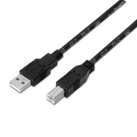 Cable USB 2.0 Impresora Aisens A101-0007/ USB Tipo-B Macho - USB Macho/ 3m/ Negro
