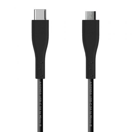 Cable USB 2.0 Aisens A107-0349/ USB Tipo-C Macho - MicroUSB Macho/ 480Mbps/ 1m/ Negro
