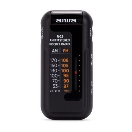 Radio Portátil Aiwa R-22BK/ con Batería/ a Pilas/ Negra