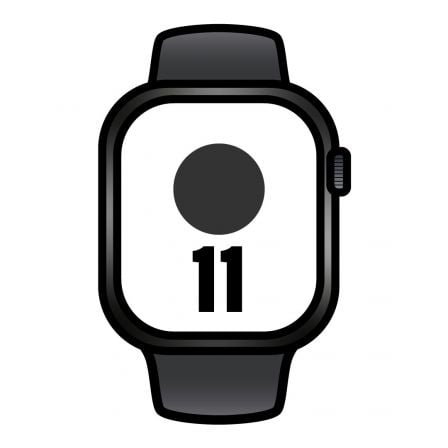 Apple Watch Series 11/ GPS/ 42mm/ Negro Azabache/ Correa Deportiva Negra (S/M)