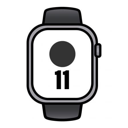 Apple Watch Series 11/ GPS/ 46mm/ Gris Espacial/ Correa Deportiva Negra (M/L)