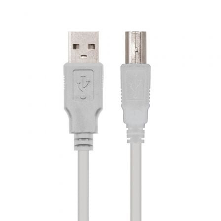 Cable USB 2.0 Impresora Nanocable 10.01.0102/ USB Tipo-B Macho - USB Macho / 480Mbps/ 1m/ Beige