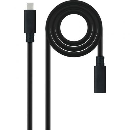 Cable Alargador USB Tipo-C 3.2 Nanocable 10.01.4501-L150/ USB Tipo-C Macho - USB Tipo-C Hembra/ 1.5m/ Negro