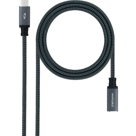 Cable Alargador USB Tipo-C 3.2 Nanocable 10.01.4502-COMB/ USB Tipo-C Macho - USB Tipo-C Hembra/ 2m/ Negro
