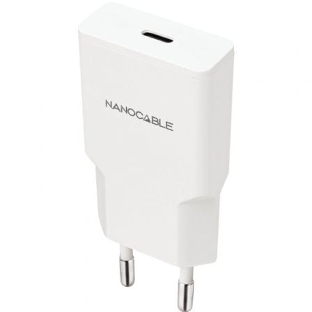 Cargador de Pared Nanocable 10.10.2021/ 1xUSB Tipo-C/ 20W/ Blanco