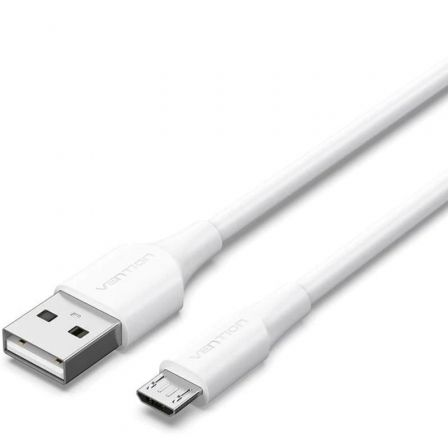 Cable USB 2.0 Vention CTIWH/ USB Macho - MicroUSB Macho/ Hasta 60W/ 480Mbps/ 2m/ Blanco