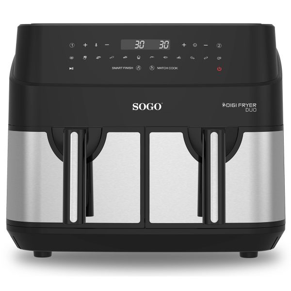 FREIDORA DE AIRE SOGO SS10845 DIGITAL (2 X 4,5 LITROS) 9 L. 1.750W MULTIFUNCION CON CESTA DOBLE