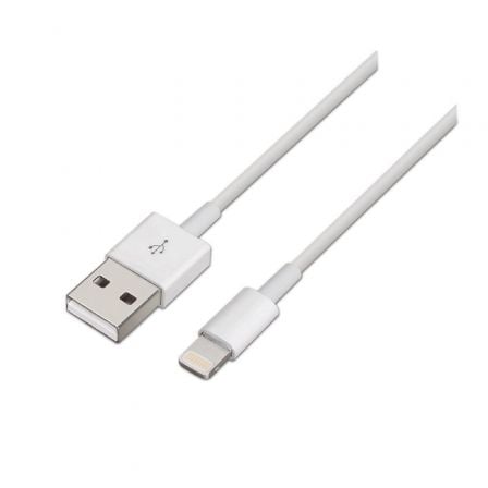 Cable USB 2.0 Lightning Aisens A102-0035/ USB Macho - Lightning Macho/ 1m/ Blanco
