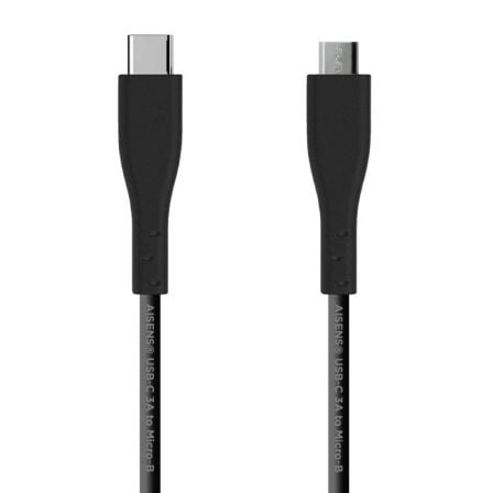 Cable USB 2.0 Tipo-C Aisens A107-0350/ USB Tipo-C Macho - MicroUSB/ 480Mbps/ 2m/ Negro