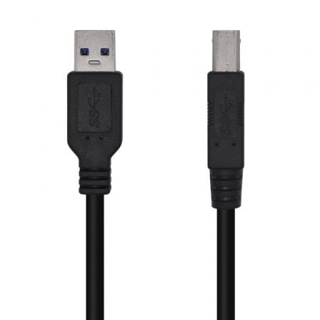 Cable USB 3.0 Impresora Aisens A105-0445/ USB Tipo-B Macho - USB Macho/ 5Gbps/ 3m/ Negro