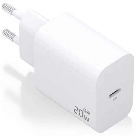 Cargador de Pared GaN Aisens A110-0938/ 1xUSB Tipo-C/ 20W/ Blanco