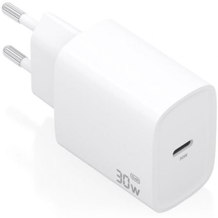 Cargador de Pared GaN Aisens A110-0950/ 1xUSB Tipo-C/ 30W/ Blanco