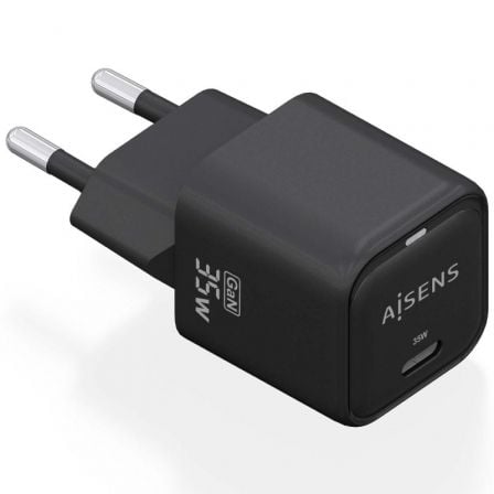 Cargador de Pared GaN Aisens ASCH-35W1P023-BK/ 1xUSB Tipo-C/ 35W