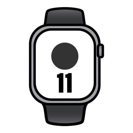 Apple Watch Series 11/ GPS/ 42mm/ Gris Espacial/ Correa Deportiva Negra (S/M)