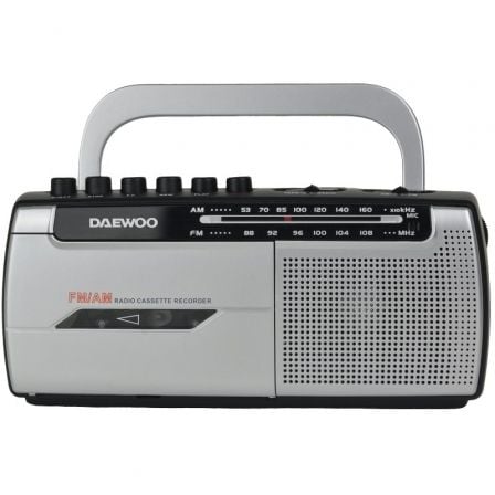Radio Cassete Daewoo DW1107/ con Cable/ a Pilas/ Negra y Plateada