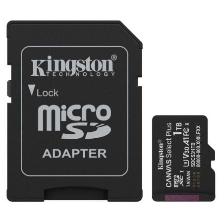 Tarjeta de Memoria Kingston CANVAS Select Plus 1TB microSD XC con Adaptador/ Clase 10/ 150MBs