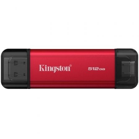 Disco Externo SSD Kingston Dual Portable SSD 512GB/ USB Tipo-C y USB 3.2/ Rojo