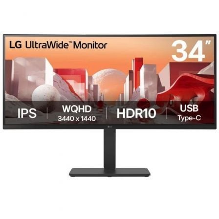 Monitor Profesional Ultrapanorámico Curvo LG UltraWide 34BA75QE-B 34"/ WQHD/ Multimedia/ Regulable en altura/ Negro