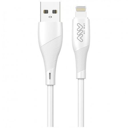 Cable USB 2.0 Lightning Myway MWUSC0021/ USB Macho - Lightning Macho/ Hasta 12W/ 480Mbps/ 1m/ Blanco