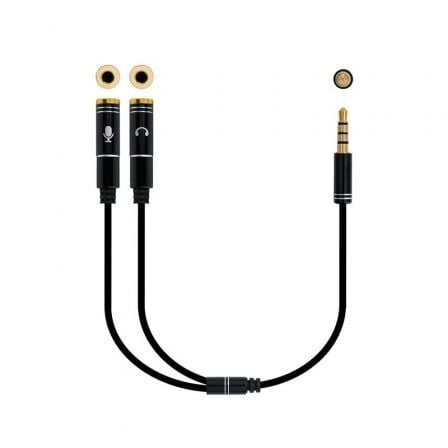 Cable Estéreo Nanocable 10.24.1202/ Jack 3.5 Macho - 2x Jack 3.5 Hembra/ 30cm/ Negro