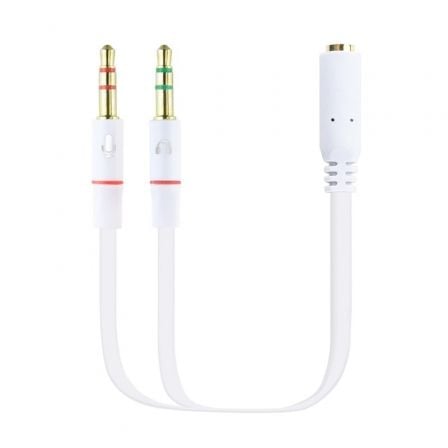 Cable Estéreo Nanocable 10.24.1203/ Jack 3.5 Hembra - 2x Jack 3.5 Macho/ 20cm/ Blanco