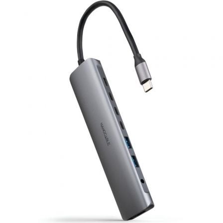 Docking Tipo-C Nanocable 10.16.4608/ 2xUSB/ 3xUSB Tipo-C/ 1xHDMI 4K/ 1xJack 3.5/ 1xUSB Tipo-C PD/ Gris