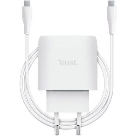 Cargador de Pared GaN Trust Maxo 45W Compatible con Apple/ 1xUSB Tipo-C/ Incluye Cable USB Tipo-C/ 45W
