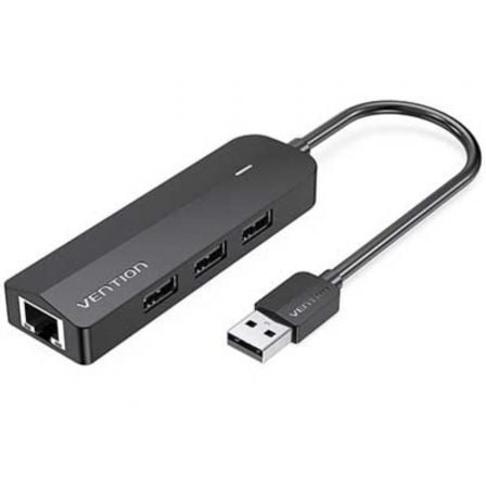 Hub USB 2.0 Vention CHPBB/ 3xUSB/ 1xMicro USB PD/ 1xRJ45/ Negro