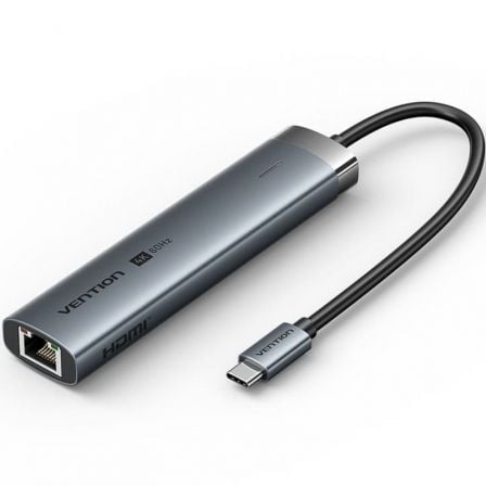 Docking USB Tipo-C Vention TGNHB/ 1xUSB 3.2 Tipo-C/ 2xUSB/ 1xHDMI 4K/ 1xRJ45/ 1xUSB Tipo-C PD