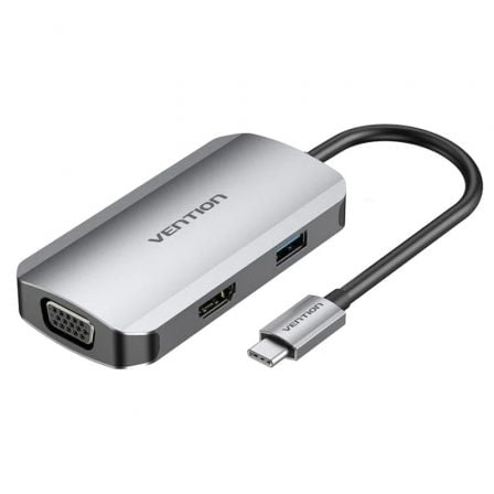 Docking USB Tipo-C Vention TOAHB/ 1xHDMI 4K/ 1xVGA/ 1xUSB/ 1xUSB Tipo-C PD/ Gris